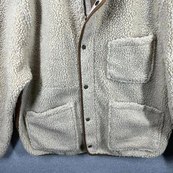 J Crew Nordic Sherpa Fleece Shawl-Collar Jacket Mens Sz XXL Full Zip Snap Front - Picture 3 of 13